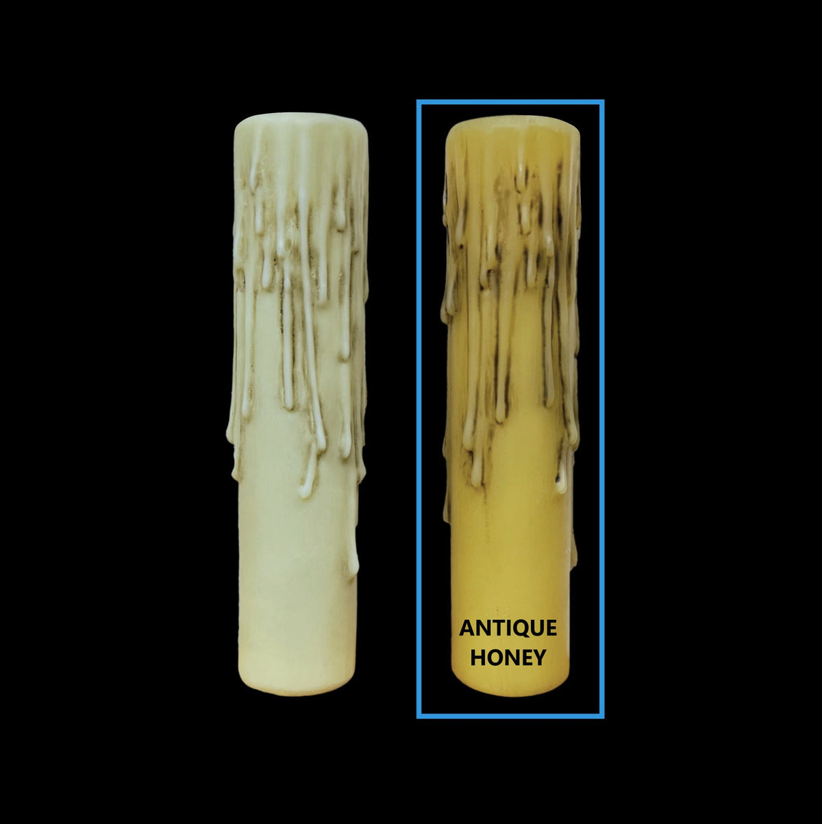 Antique honey finish resin candle cover